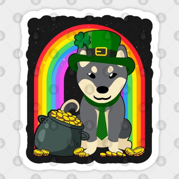 Shiba Inu Rainbow Irish Clover St Patrick Day Dog Gift print Sticker by theodoros20